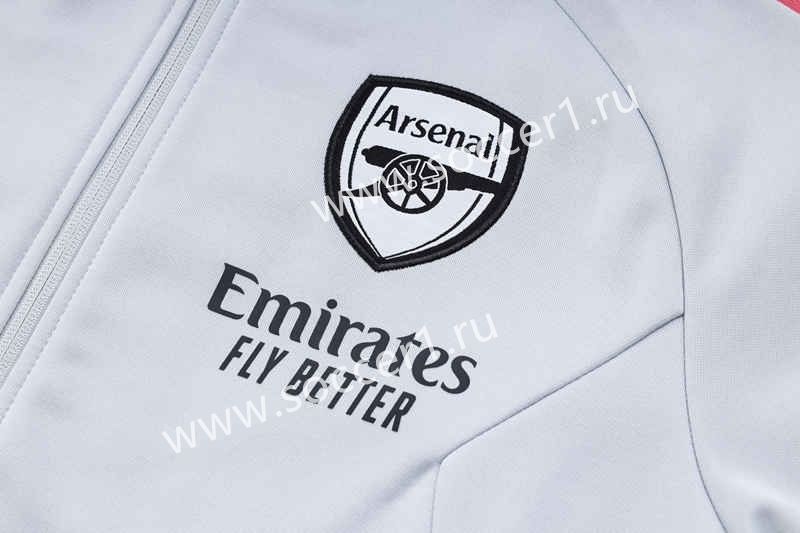 2023-2024 Arsenal Upper Light Gray Thailand Soccer Jacket Uniform With Hat-815