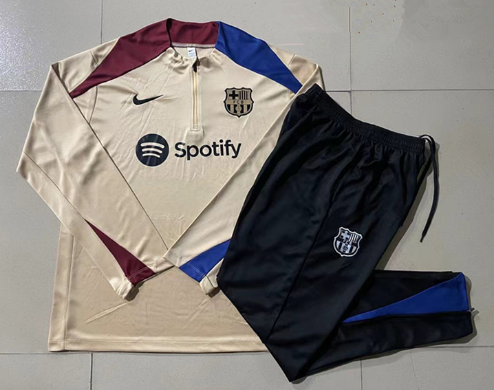 2024-2025 Barcelona Beige Thailand Soccer Tracksuit-815