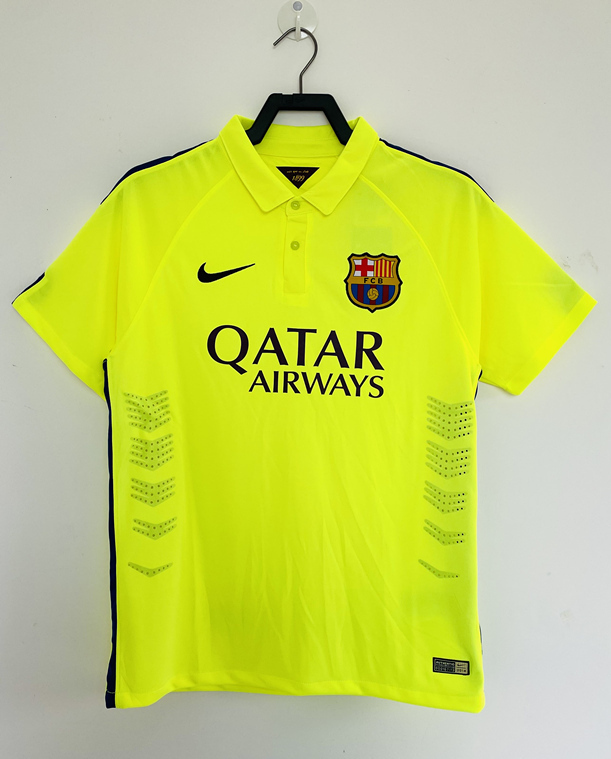 Retro Version 14-15 Barcelona 2nd Away Fluorescent Green Thailand Soccer Jersey AAA-811
