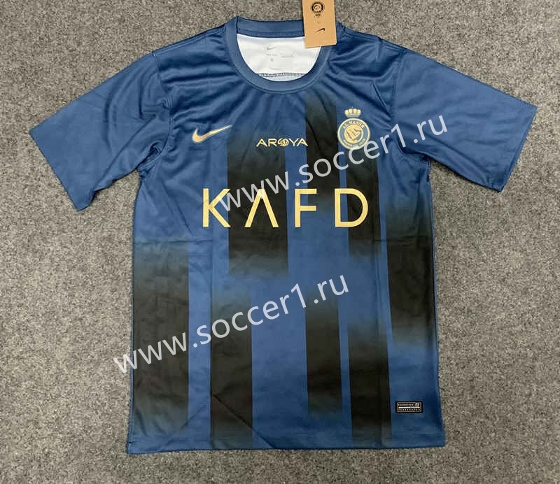 (S-4XL) 2023-2024 Al-Nassr FC Away Black&Blue Thailand Soccer Jersey AAA-GB