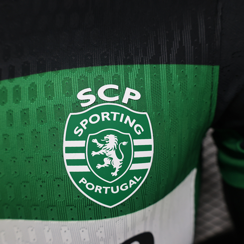 Player Version 2024-2025 Sporting Clube de Portugal Home Black&White and Green Thailand Soccer Jersey AAA-888