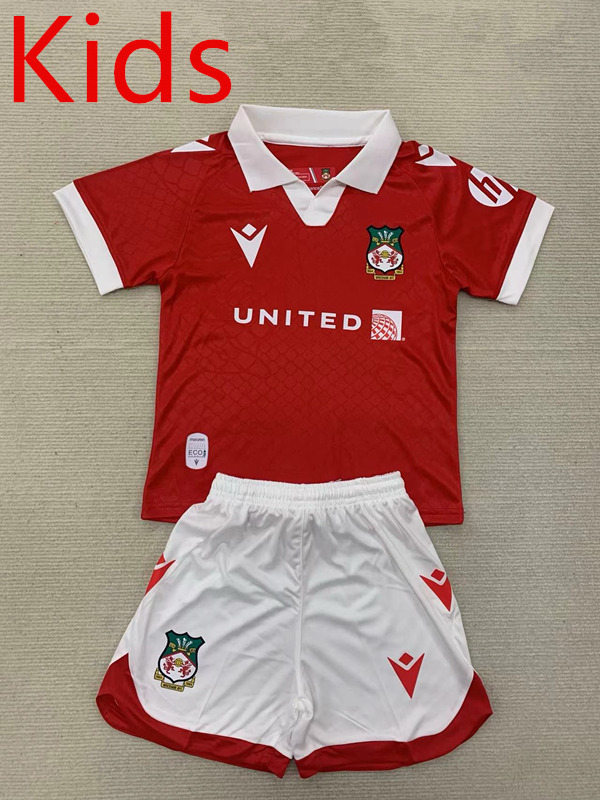 2024-25 Wrexham Home Red Youth/Kids Soccer Uniform-AY