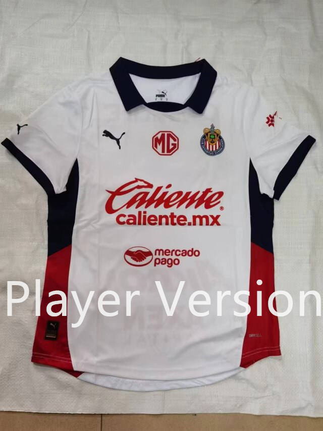 (S-3XL) Player Version 2024-2025 Deportivo Guadalajara Away White Thailand Soccer Jersey AAA-912