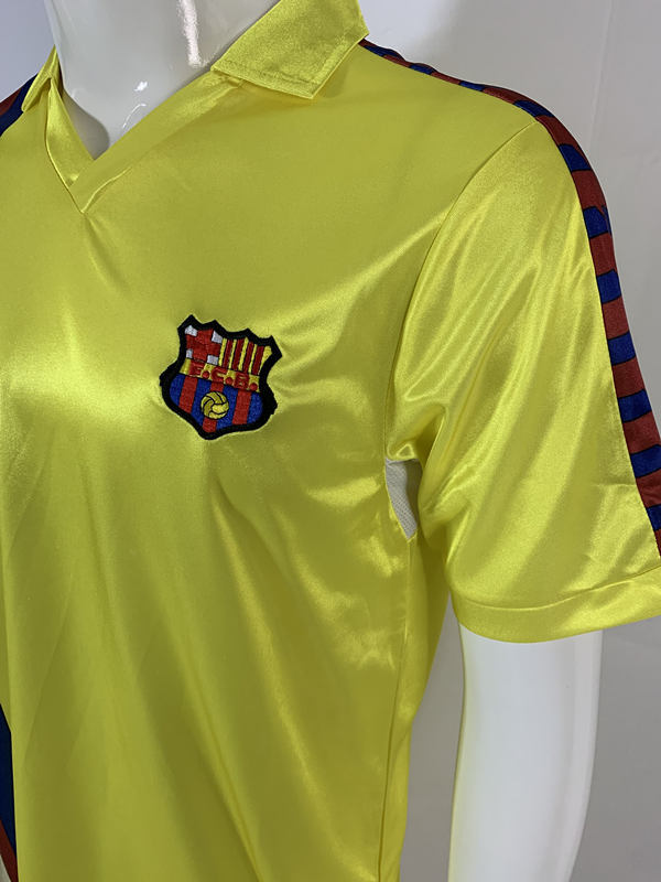 Retro Version 82-84 Barcelona Away Yellow Thailand Soccer Jersey AAA-503