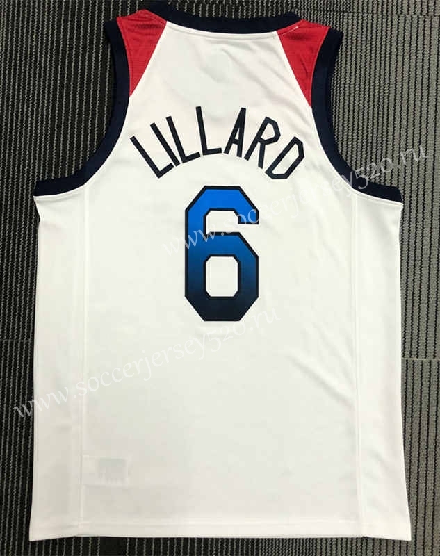 2021 Olympics USA White #6 NBA Jersey-311