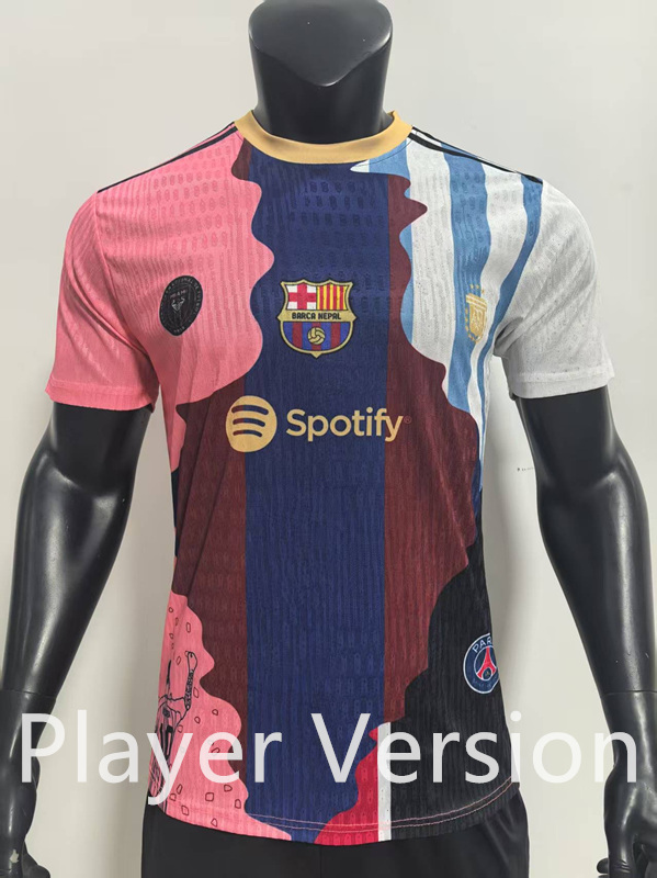 Player Version 2025-2026 Messi commemorative edition #10 messi Pink& blue Thailand Soccer Jersey AAA-SJ