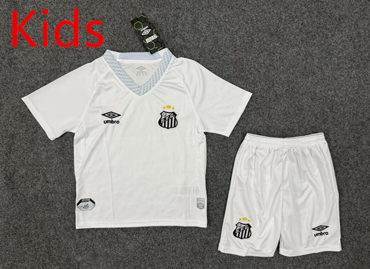 2025-2026 Santos FC Home White Kids/Youth Soccer Uniform-5526