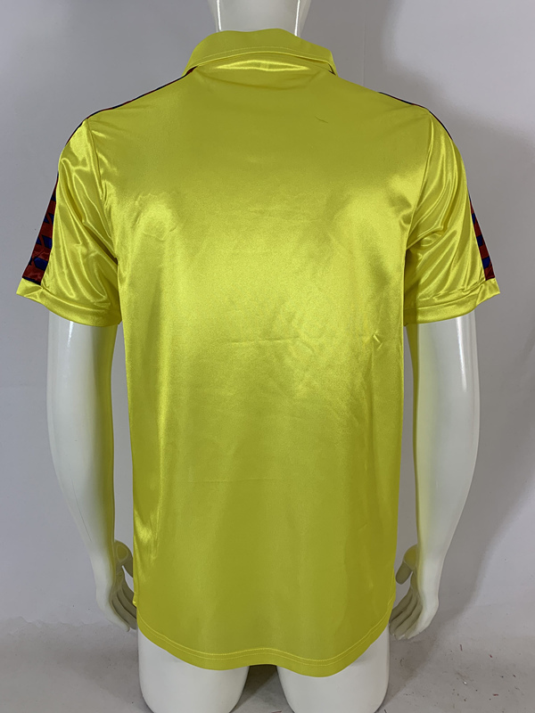 Retro Version 82-84 Barcelona Away Yellow Thailand Soccer Jersey AAA-503