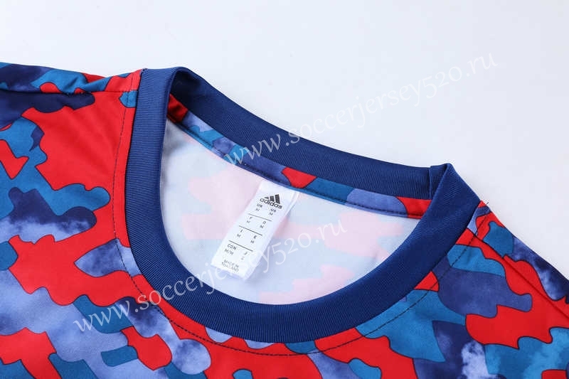 （Cropped trousers）2021-2022 Bayern München Red&Blue Short-sleeved Thailand Soccer Tracksuit-LH