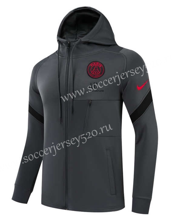 2021-2022 Paris SG Grey Thailand Jacket Uniform With Hat-GDP
