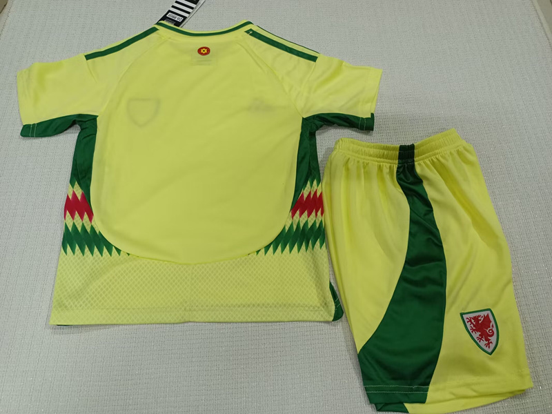 2024-2025 Wales Away Yellow Kids/Youth Soccer Uniform-507