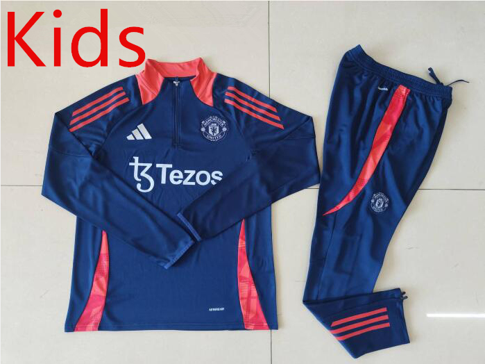 2024-2025 Manchester United Up-cyan Kids/Youth Soccer Tracksuit -GDP