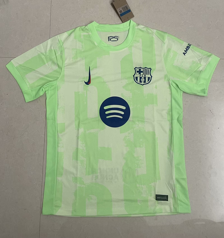 (S-4XL) 2024-2025 (New ad) Barcelona 2nd Away Green Thailand Soccer Jersey AAA-818