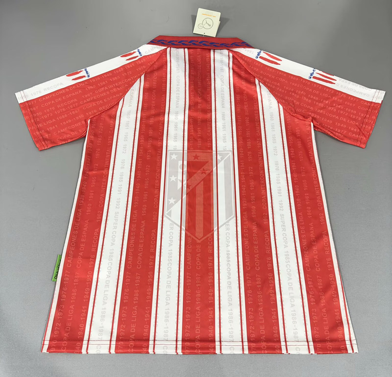 Retro Version 95-96 Atletico Madrid Home Red&White Thailand Soccer Jersey AAA-811