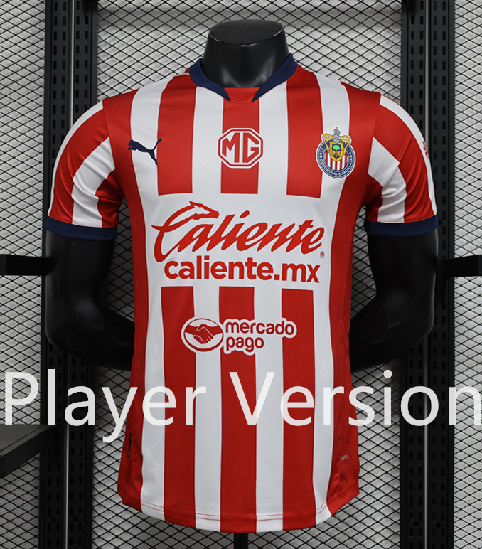 Player Version 2024-2025 Deportivo Guadalajara Home Red&White Thailand Soccer Jersey AAA-888