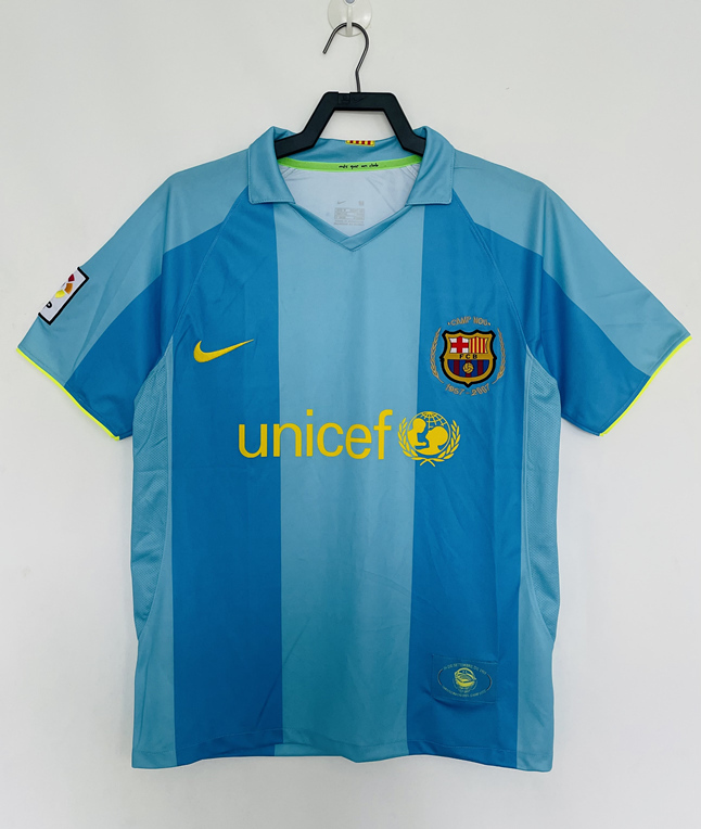 Retro Version 07-08 Barcelona Away Blue Thailand Soccer Jersey AAA-811