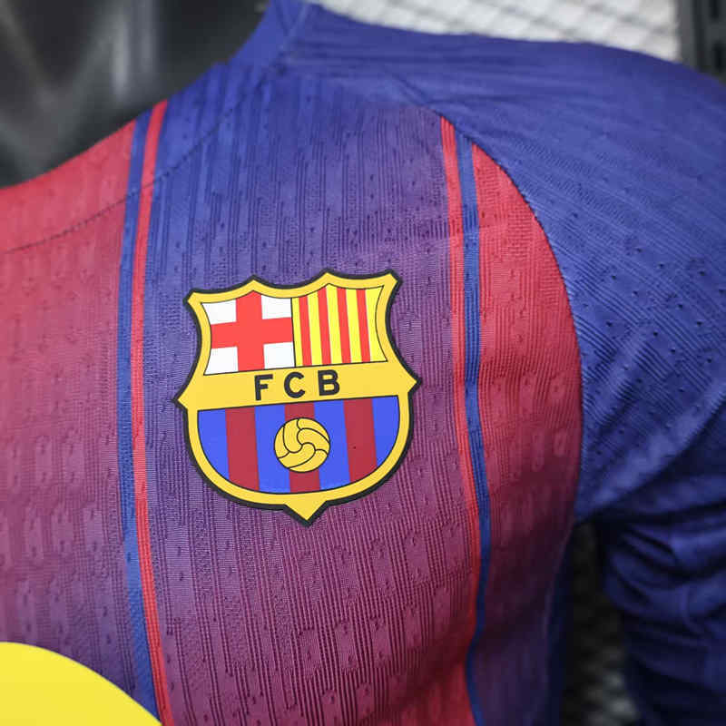 Player Version 2025-2026 Barcelona Home Red&Blue Thailand Soccer LS Jersey AAA-888