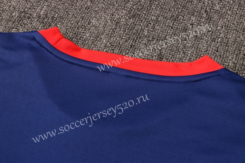 2021-2022 Barcelona Camouflage Blue (Green Sleeved) Short-sleeved Thailand Soccer Tracksuit Uniform-815