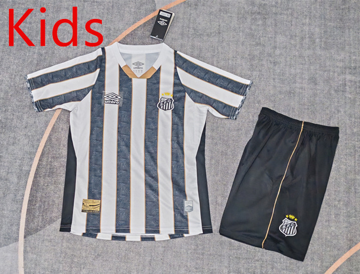 2025-26 Santos FC Away Black&White Kids/Youth Soccer Uniform-9484