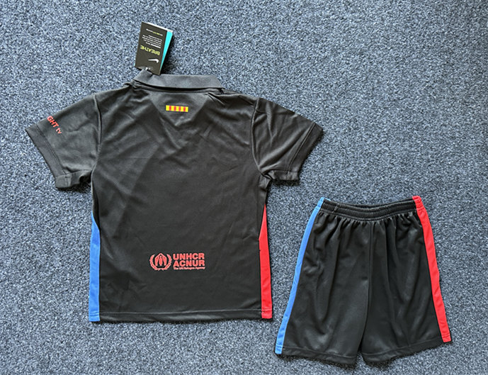 (Optional Advertising) 2024-2025 Barcelona Away Black Kid/Youth Soccer Uniform-GB