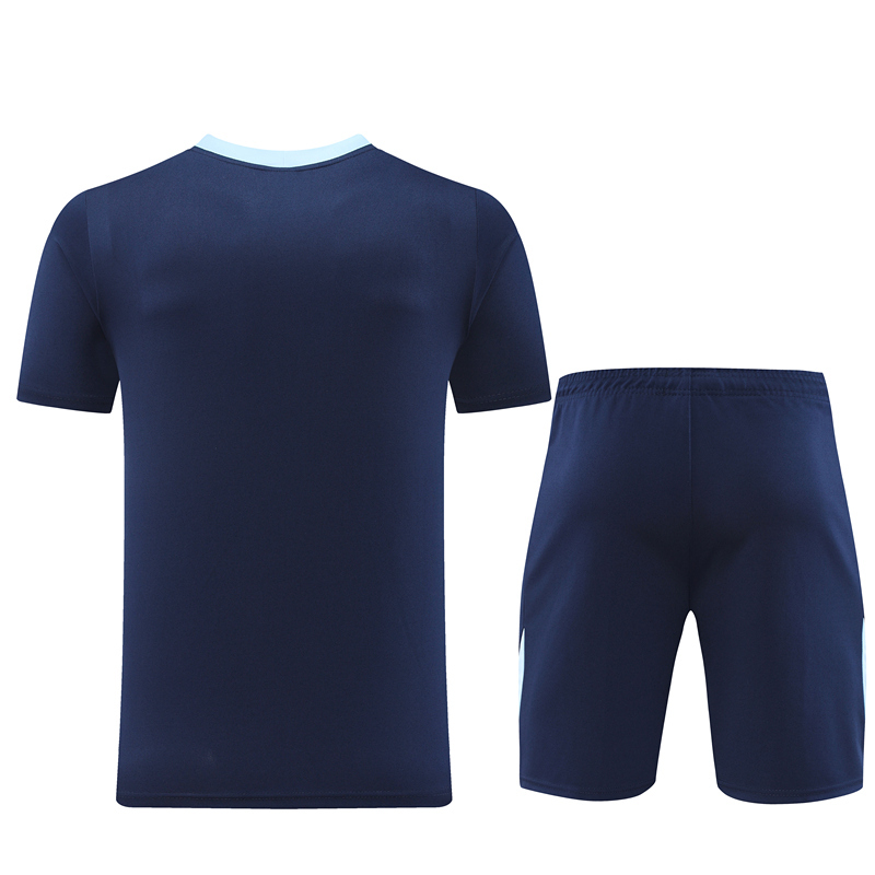 2024-2025 France Royal Blue Short-sleeved Thailand Soccer Tracksuit Uniform-LH