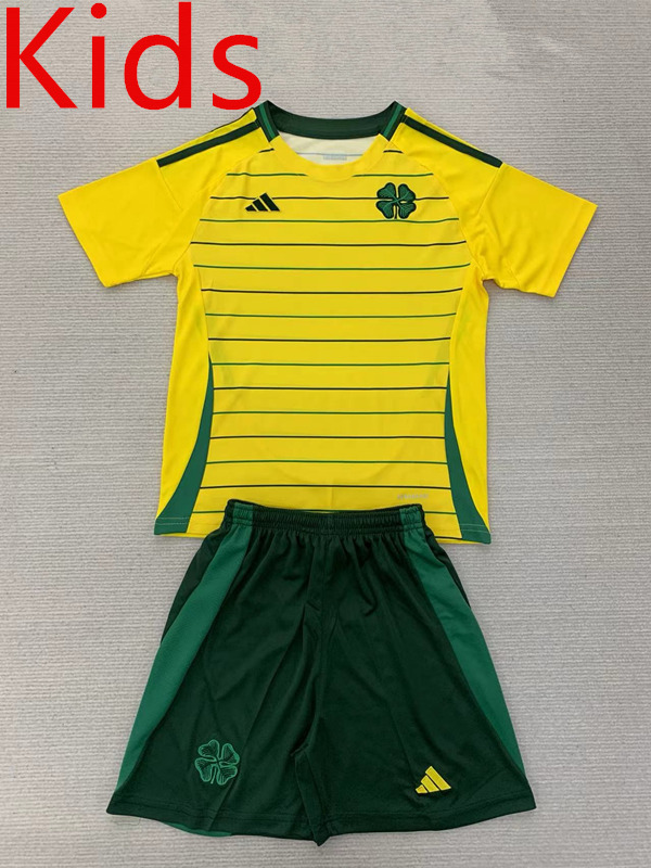 2024-2025 Celtic Away Yellow Kids/Youth Soccer Uniform-AY