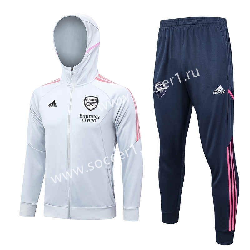 2023-2024 Arsenal Upper Light Gray Thailand Soccer Jacket Uniform With Hat-815