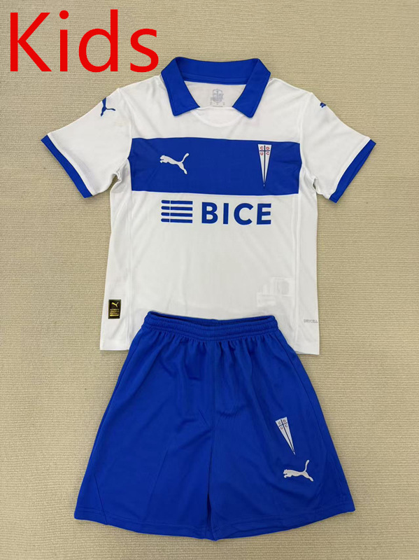 2025-26 CD Universidad Católica Home White& Blue Kids/Youth Soccer Uniform-AY