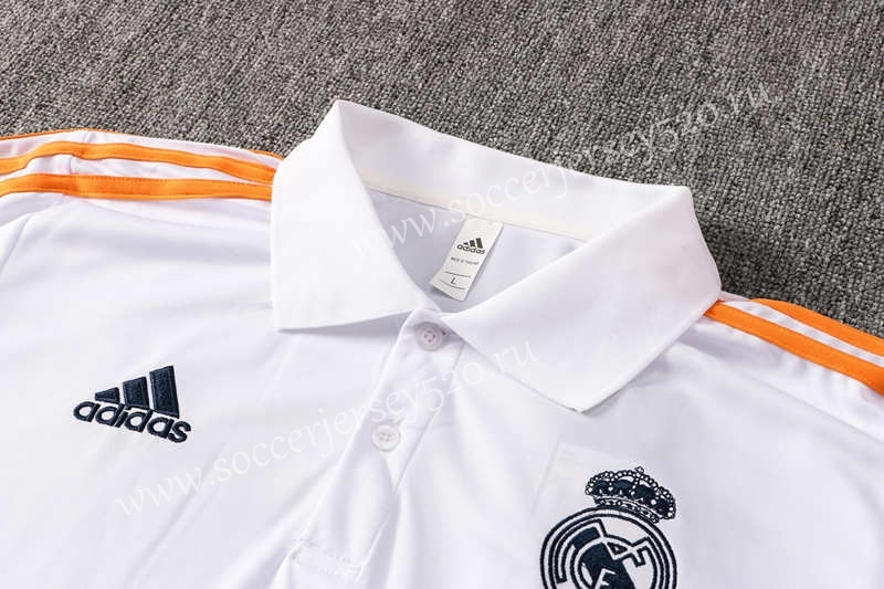 2021-2022 Real Madrid White Thailand Polo Uniform-815