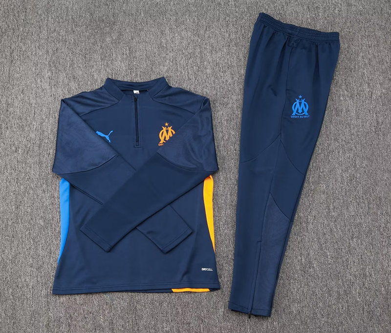 2024-2025 Olympique de Marseille Royal Blue Thailand Soccer Tracksuit-411