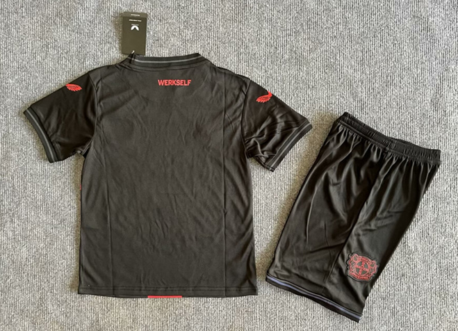 2024-2025 Bayer 04 Leverkusen Home Black Kid/Youth Soccer Uniform-6748