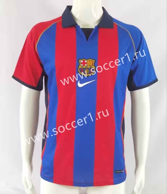 Retro Version 01-02 Barcelona Home Red&Blue Thailand Soccer Jersey AAA-503