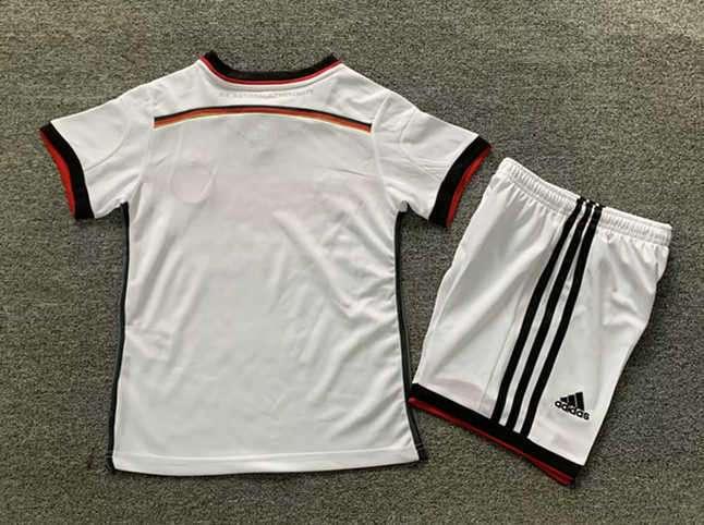 Retro Version 14-15 Germany Home White Kids/Youth Soccer Uniform-7809