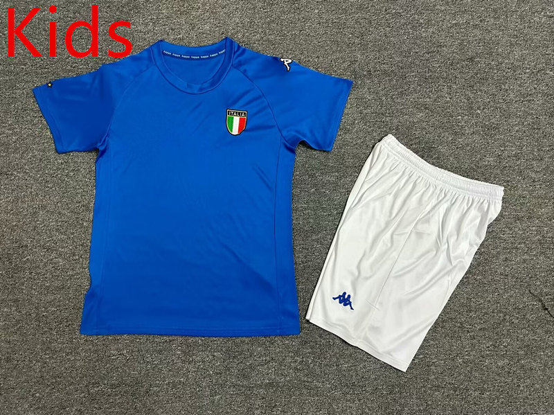 Retro Version 2000 Italy Home Blue Kids/Youth Soccer Uniform-7809
