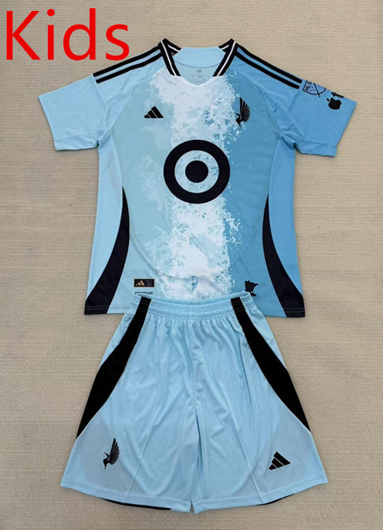 2025-2026 Minnesota United Away Blue Thailand kids Soccer Uniform-AY
