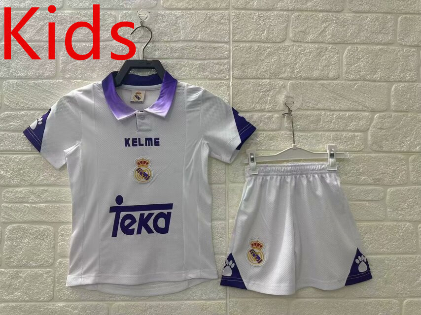 Retro Version 05-06 Real Madrid Home White Kids/Youth Soccer Uniform-5074