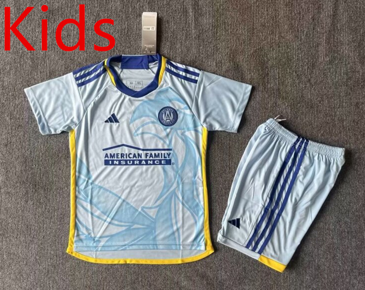 2024-2025 Atlanta United FC Away Light Blue Kids/Youth Soccer Uniform-8975