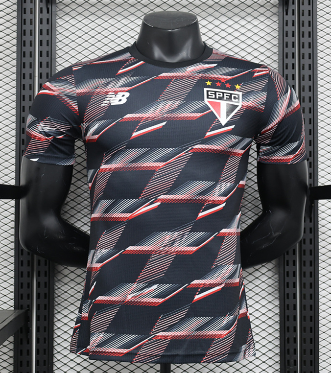 Player Version 2024-2025 Sao Paulo Futebol Clube Black Thailand Training Soccer Jersey AAA-888