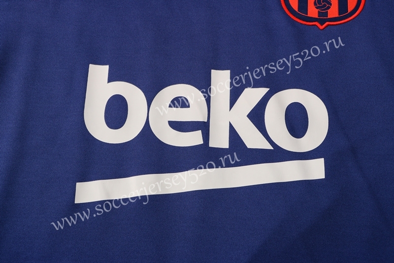2021-2022 Barcelona Camouflage Blue (Green Sleeved) Short-sleeved Thailand Soccer Tracksuit Uniform-815