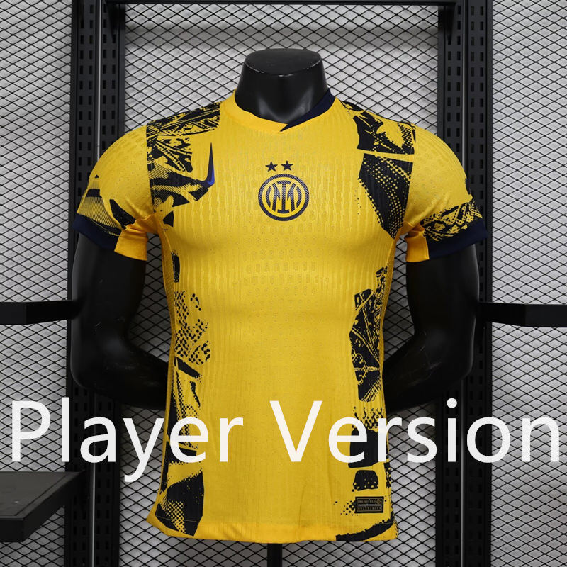 Player Version 2024-2025 Inter Milan 2nd Away Yellow Thailand Soccer Jersey AAA-4514