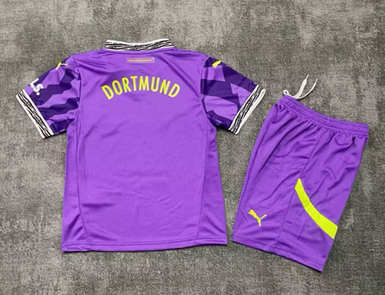 2025-2026 Borussia Dortmund Goalkeeper Purple Kids/Youth Soccer Uniform-7209