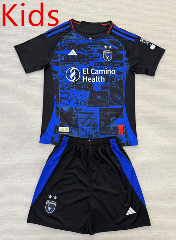 2025-2026 San Jose Earthquakes Home Blue&Black Youth/Kids Soccer Uniform-AY