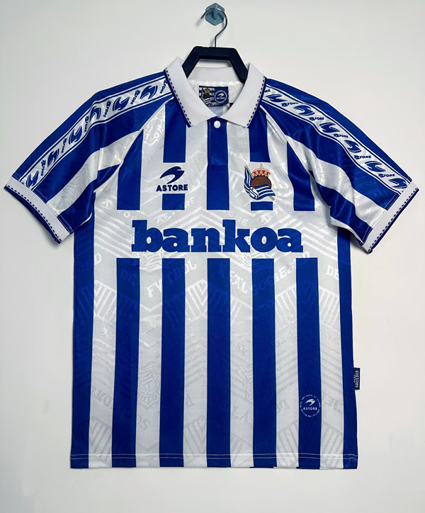 Retro Version 94-95 Real Sociedad Home Blue&White Thailand Soccer Jersey AAA-811