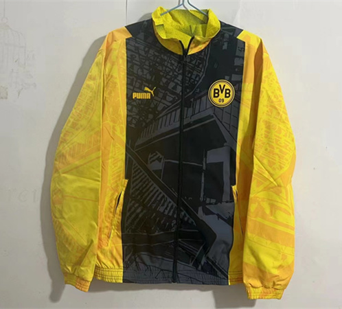 (S-3XL) 2024-2025 Borussia Dortmund Yellow&Black Double-Sided Wear Thailand Trench Coats-0255