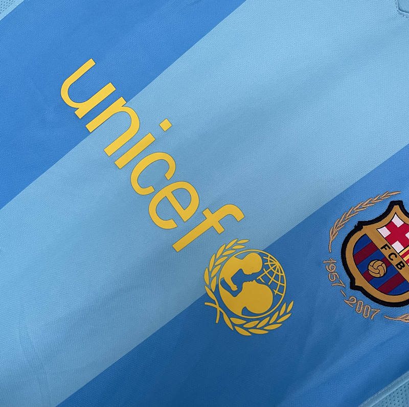 Retro Version 07-08 Barcelona Away Blue Thailand Soccer Jersey AAA-811
