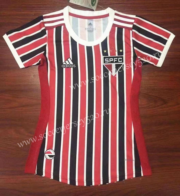 2021-2022 Sao Paulo Futebol Away Red&Black Thailand Women Soccer Jersey AAA-708