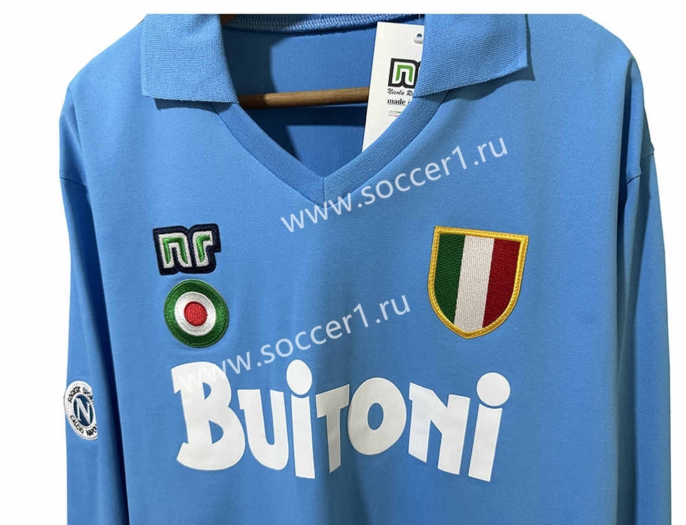 Retro Version 87-88 Napoli Home Blue LS Thailand Soccer Jersey AAA-7505