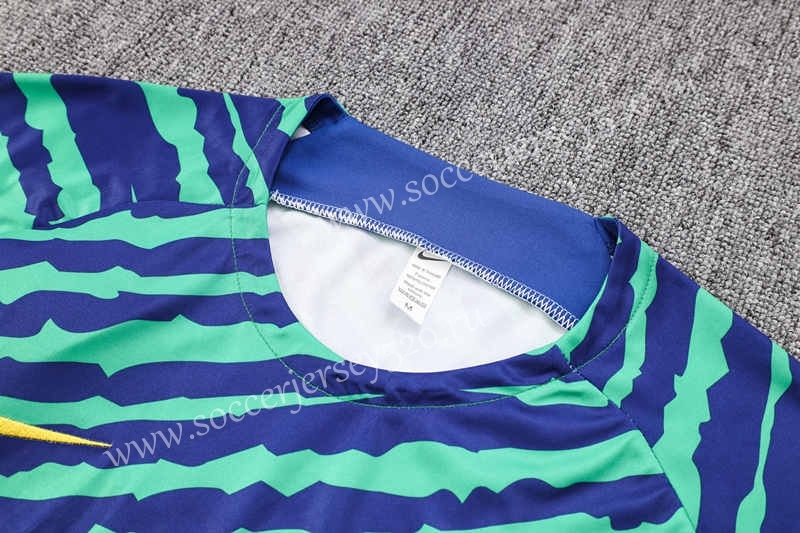 2022-2023 Brazil Blue&Green Short-sleeved Thailand Soccer Tracksuit-815
