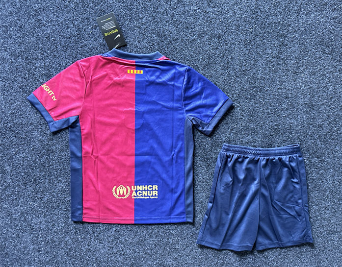 (Optional Advertising) 2024-2025 Barcelona Home Red&Blue Kid/Youth Soccer Uniform-GB