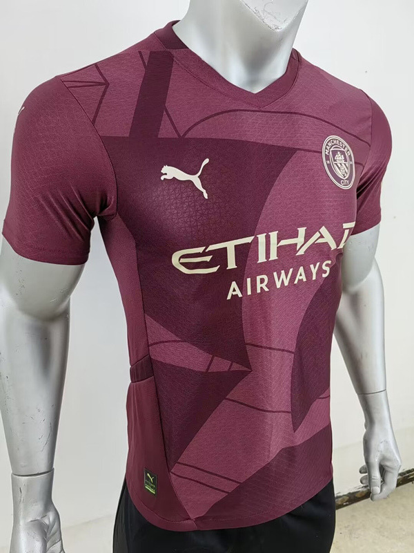 Player Version 2024-2025 Manchester City 2nd Away Dark Red Thailand Soccer Jersey AAA-7959